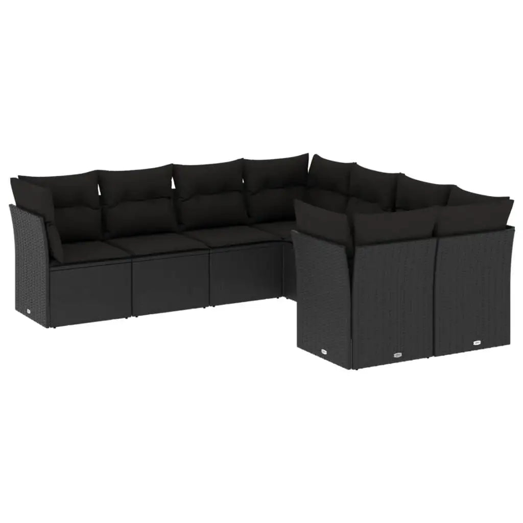 Set Divani da Giardino con Cuscini 8 pz Nero in Polyrattan - homemem39