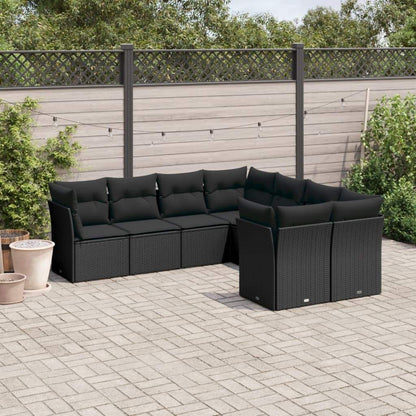 Set Divani da Giardino con Cuscini 8 pz Nero in Polyrattan - homemem39