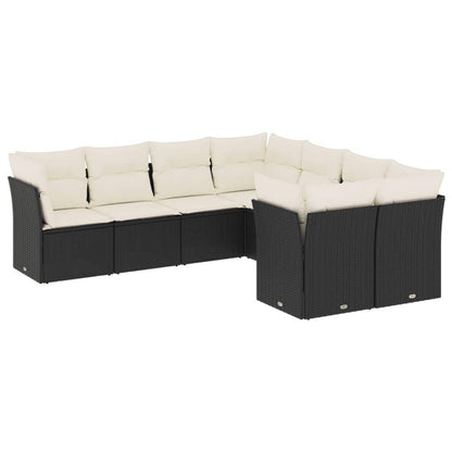 Set Divani da Giardino con Cuscini 8 pz Nero in Polyrattan - homemem39