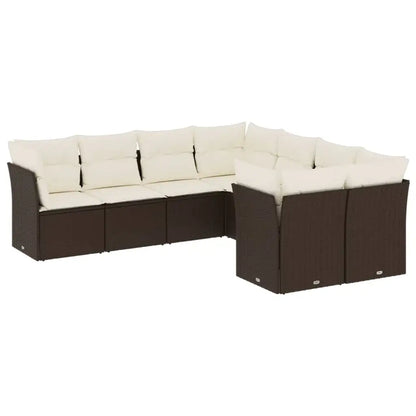 Set Divani da Giardino 8 pz con Cuscini Marrone in Polyrattan - homemem39
