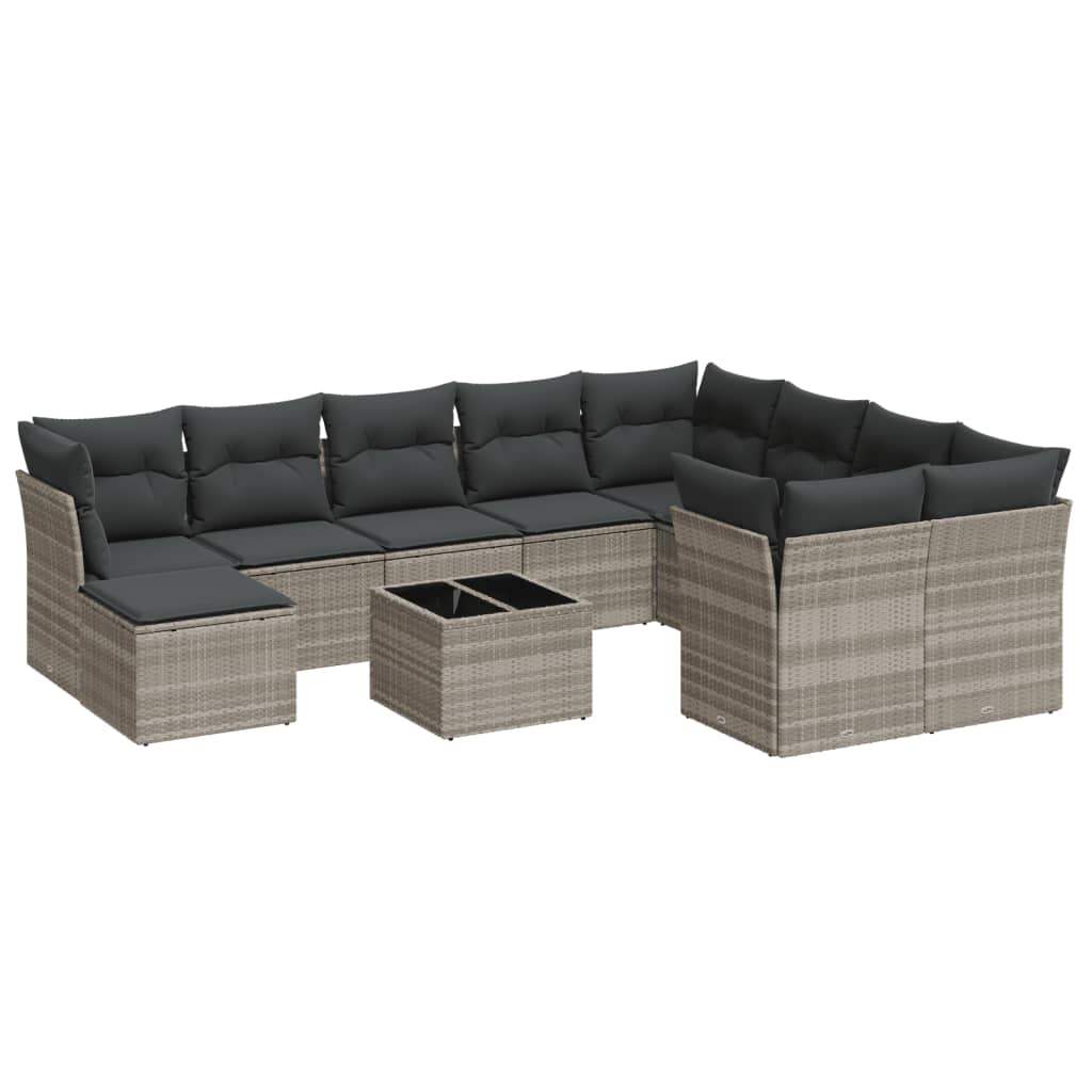 Set Divani da Giardino 11 pz con Cuscini in Polyrattan Grigio - homemem39