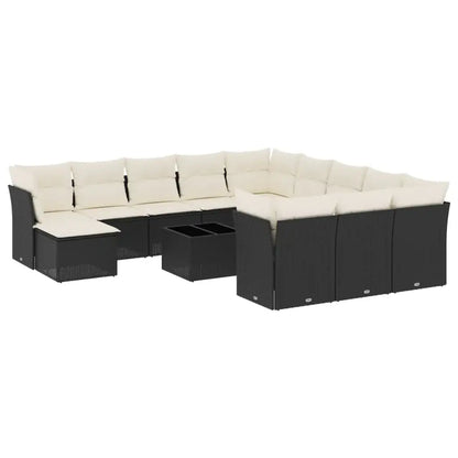 Set Divani da Giardino 13pz con Cuscini Nero in Polyrattan - homemem39