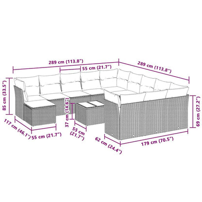 Set Divani Giardino 13 pz con Cuscini Grigio Chiaro Polyrattan - homemem39