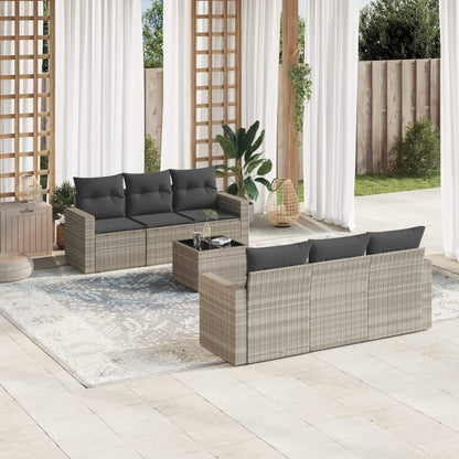 Set Divani da Giardino 7pz con Cuscini Grigio Chiaro Polyrattan - homemem39