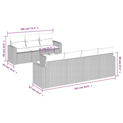 Set Divani da Giardino con Cuscini 8 pz Nero in Polyrattan | homemem39