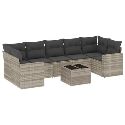 Set Divano da Giardino 8pz con Cuscini Grigio Chiaro Polyrattan - homemem39