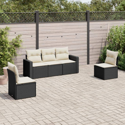 Set Divani da Giardino 5 pz con Cuscini in Polyrattan Nero - homemem39