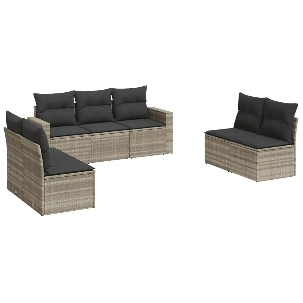 Set Divani da Giardino 7pz con Cuscini Grigio Chiaro Polyrattan - homemem39