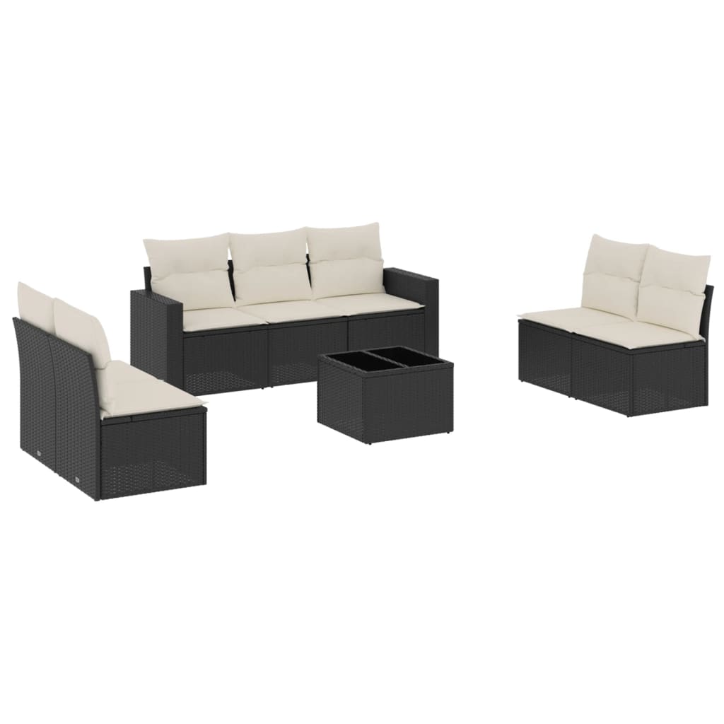 Set Divani da Giardino con Cuscini 8 pz Nero in Polyrattan | homemem39