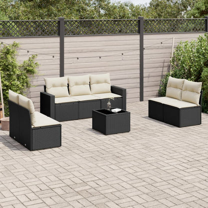 Set Divani da Giardino con Cuscini 8 pz Nero in Polyrattan | homemem39