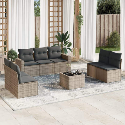 Set Divano da Giardino 8 pz con Cuscini Grigio in Polyrattan - homemem39