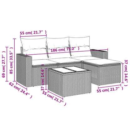 Set Divani da Giardino 5 pz con Cuscini in Polyrattan Nero | homemem39