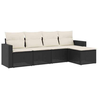 Set Divani da Giardino 5 pz con Cuscini in Polyrattan Nero | homemem39