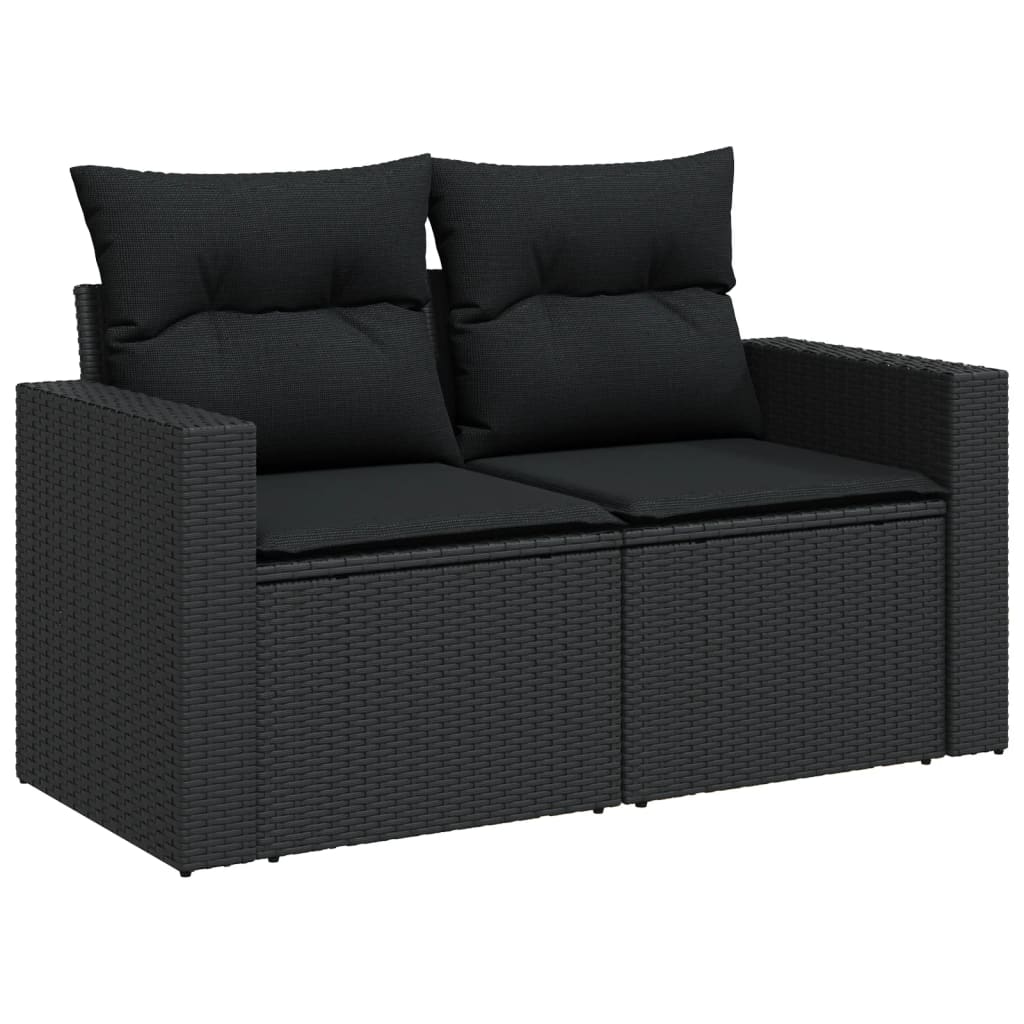 Set Divano da Giardino 6 pz con Cuscini Nero in Polyrattan - homemem39