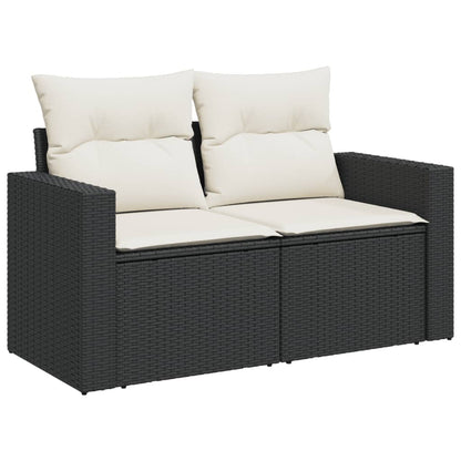 Set Divani da Giardino 5 pz con Cuscini in Polyrattan Nero | homemem39