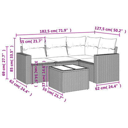 Set Divani da Giardino 5 pz con Cuscini in Polyrattan Nero | homemem39