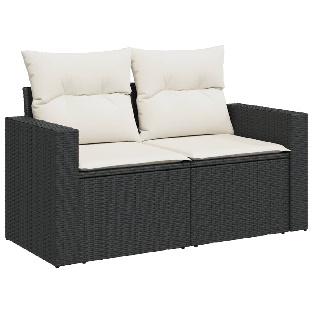 Set Divano da Giardino 6 pz con Cuscini Nero in Polyrattan | homemem39