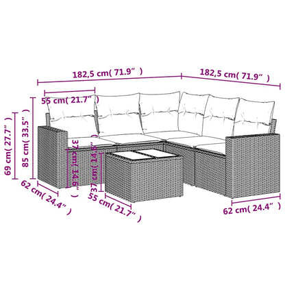 Set Divano da Giardino 6 pz con Cuscini Nero in Polyrattan | homemem39