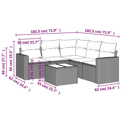 Set Divano da Giardino 6pz con Cuscini Grigio Chiaro Polyrattan - homemem39