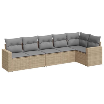 Set Divano da Giardino 6 pz con Cuscini Beige in Polyrattan | homemem39