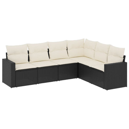 Set Divano da Giardino 6 pz con Cuscini Nero in Polyrattan | homemem39