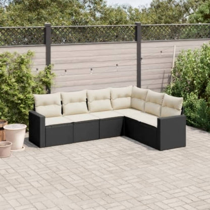 Set Divano da Giardino 6 pz con Cuscini Nero in Polyrattan | homemem39