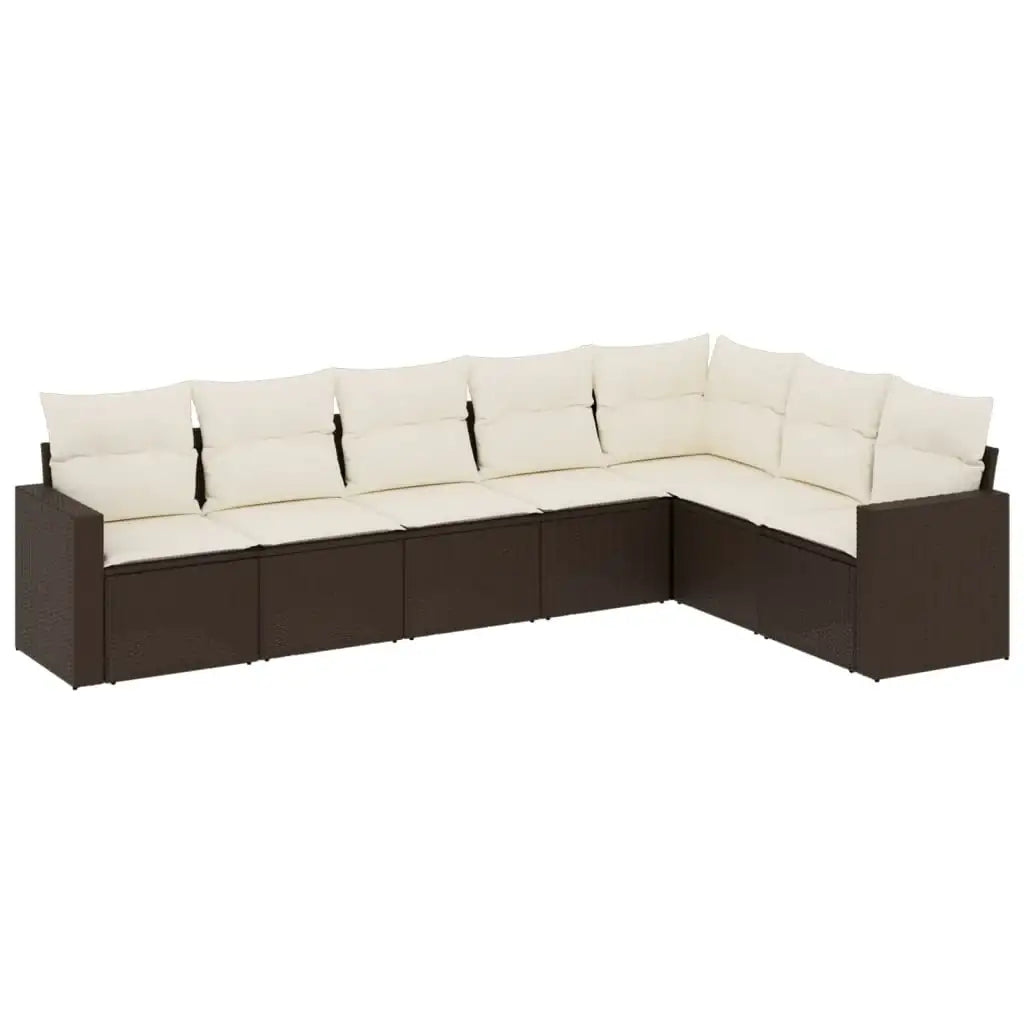 Set Divano da Giardino 7pz con Cuscini Marrone in Polyrattan - homemem39