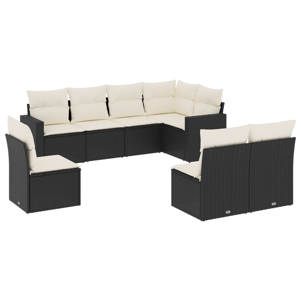 Set Divani da Giardino con Cuscini 8 pz Nero in Polyrattan | homemem39