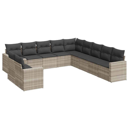 Set Divani da Giardino 11 pz con Cuscini in Polyrattan Grigio - homemem39
