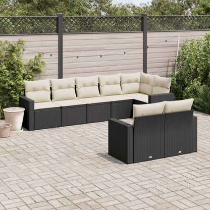 Set Divani da Giardino con Cuscini 8 pz Nero in Polyrattan | homemem39