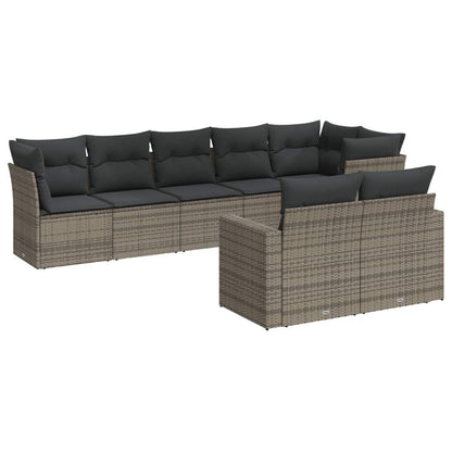 Set Divano da Giardino 8 pz con Cuscini Grigio in Polyrattan - homemem39