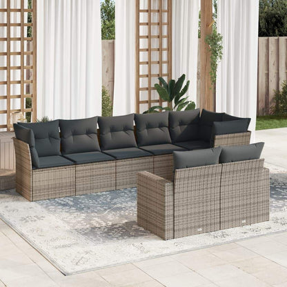 Set Divano da Giardino 8 pz con Cuscini Grigio in Polyrattan - homemem39