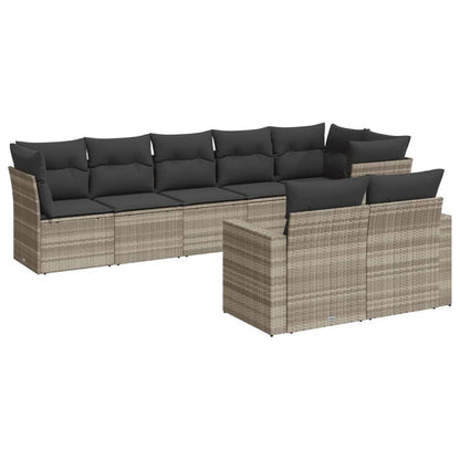 Set Divano da Giardino 8pz con Cuscini Grigio Chiaro Polyrattan - homemem39