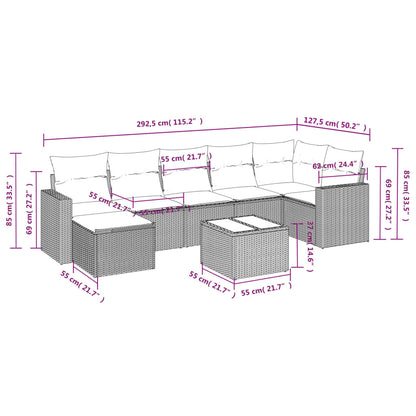 Set Divano da Giardino 8 pz con Cuscini Grigio in Polyrattan