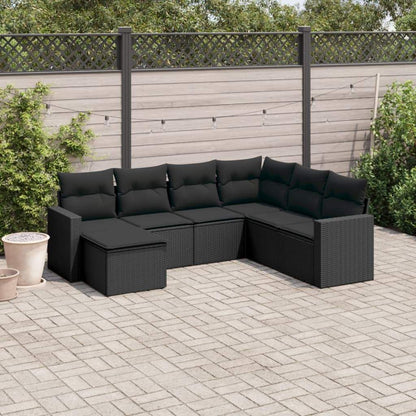 Set Divani da Giardino con Cuscini 7pz Nero Polyrattan - homemem39