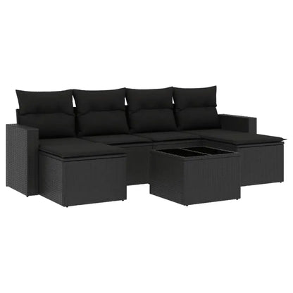 Set Divani da Giardino con Cuscini 7pz Nero Polyrattan - homemem39
