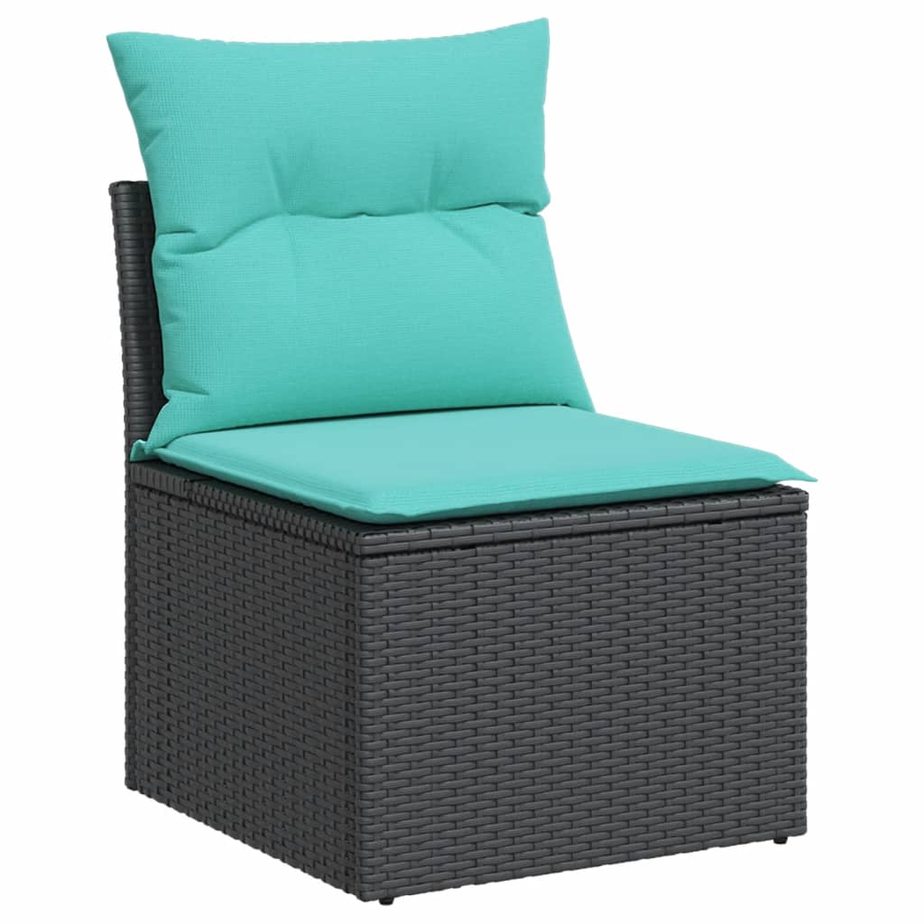 Set Divani da Giardino 10 pz con Cuscini Nero in Polyrattan - homemem39