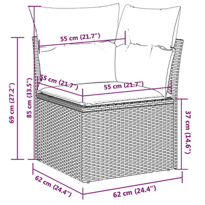 Set Divani da Giardino 9 pz con Cuscini Grigio in Polyrattan