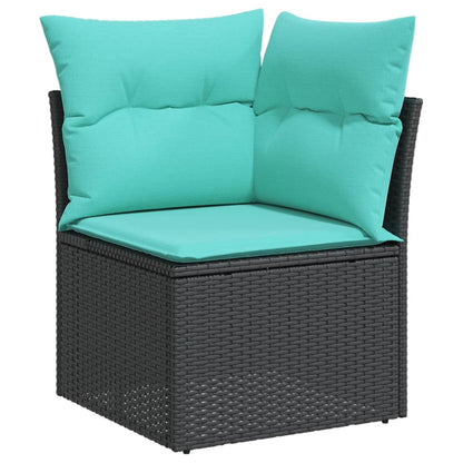 Set Divani da Giardino 10 pz con Cuscini Nero in Polyrattan - homemem39