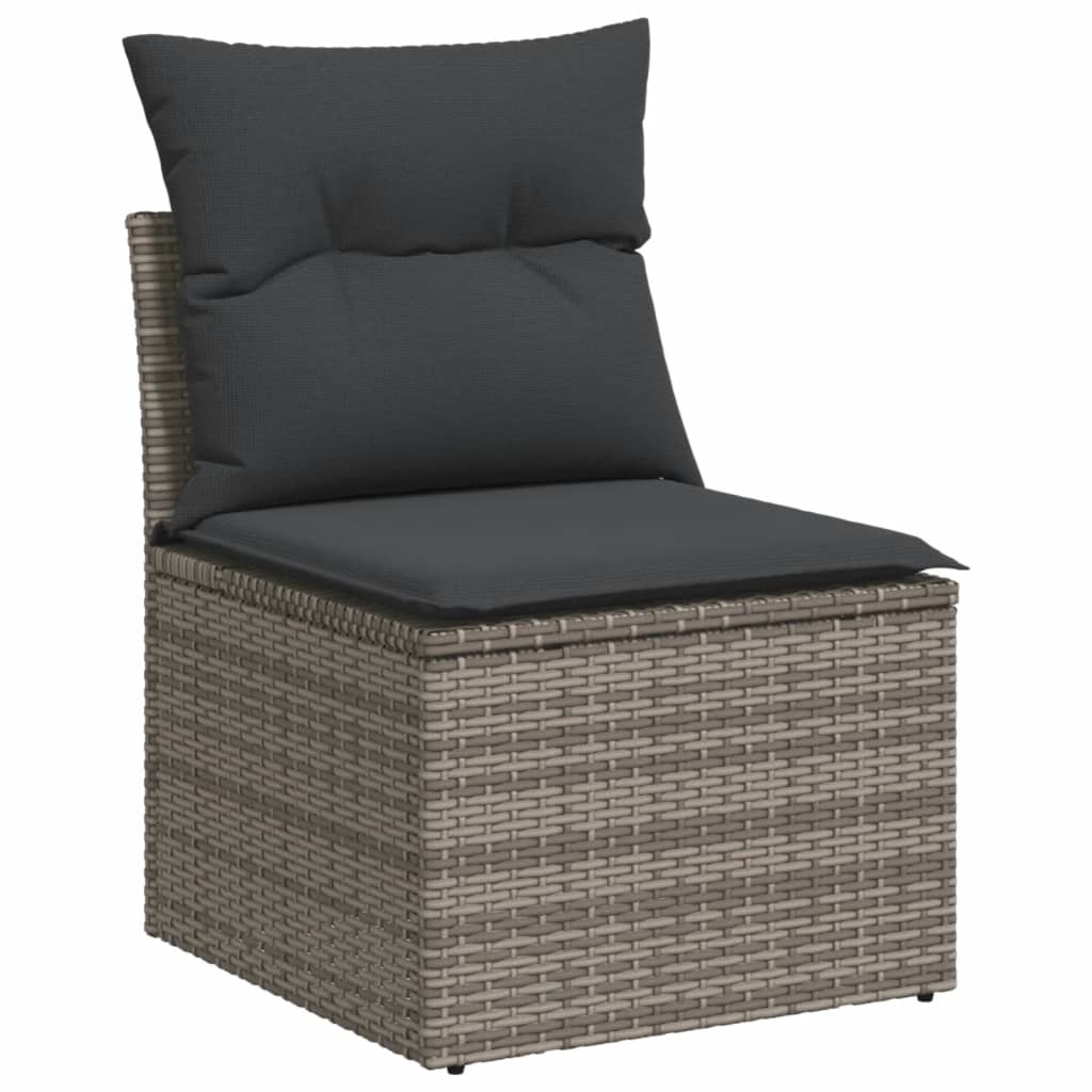 Set Divano da Giardino 9 pz con Cuscini Grigio in Polyrattan | homemem39