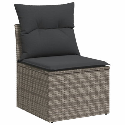 Set Divano da Giardino 9 pz con Cuscini Grigio in Polyrattan | homemem39