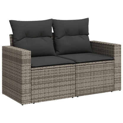 Set Divano da Giardino 9 pz con Cuscini Grigio in Polyrattan | homemem39