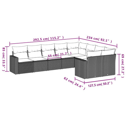 Set Divano da Giardino 9 pz con Cuscini Grigio in Polyrattan | homemem39