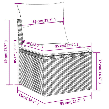 Set Divano da Giardino 9 pz con Cuscini Grigio in Polyrattan | homemem39