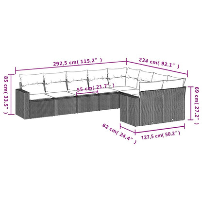 Set Divani da Giardino 9 pz con Cuscini Grigio in Polyrattan | homemem39