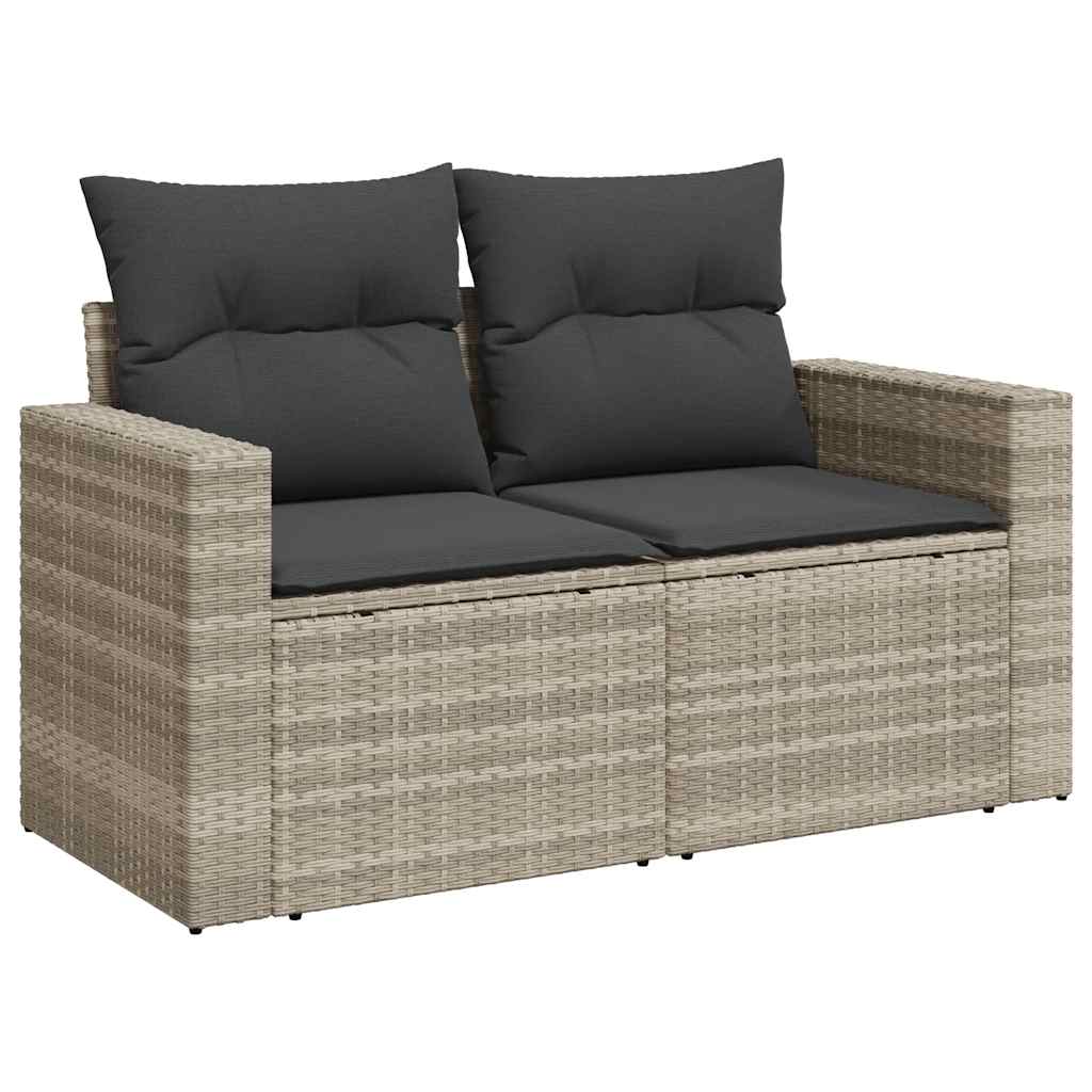 Set Divano da Giardino 9pz con Cuscini Grigio Chiaro Polyrattan | homemem39