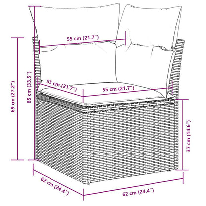 Set Divano da Giardino 9pz con Cuscini Grigio Chiaro Polyrattan - homemem39