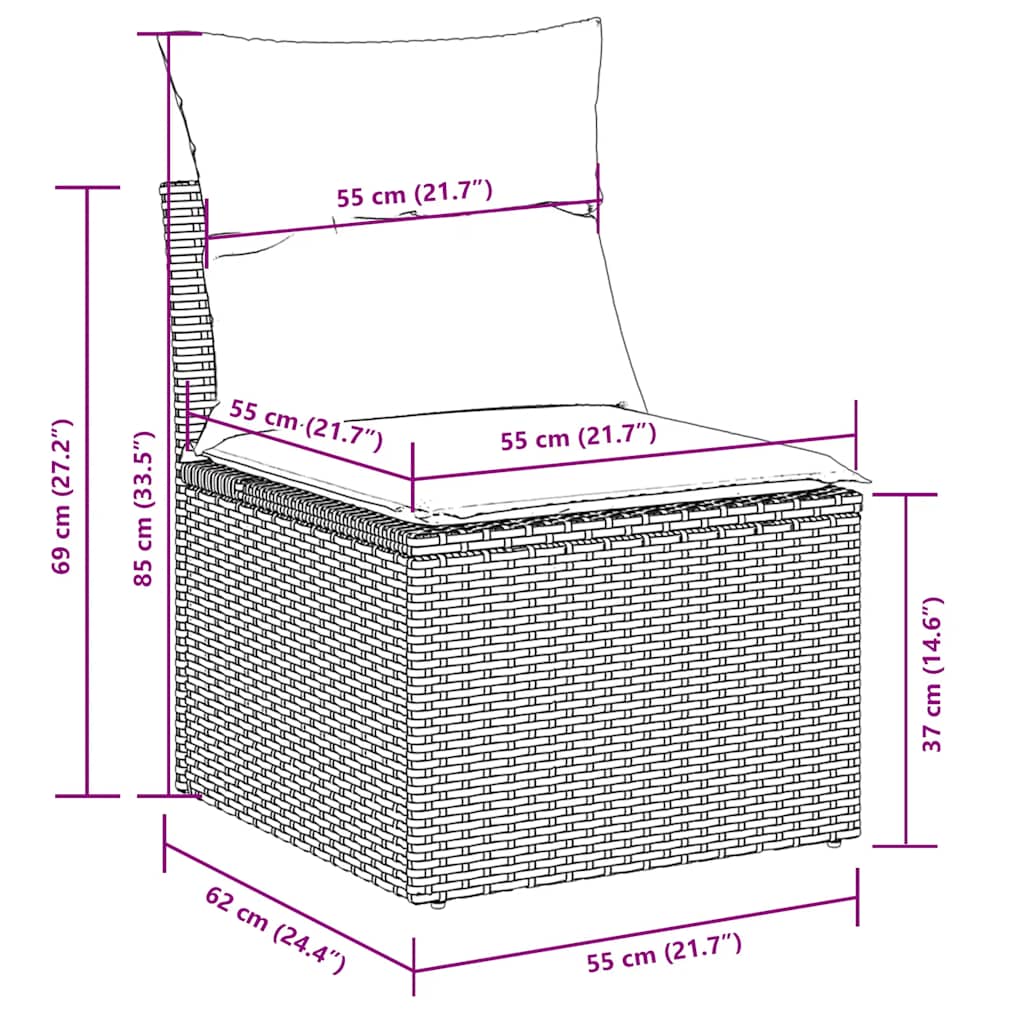 Set Divano da Giardino 9pz con Cuscini Grigio Chiaro Polyrattan | homemem39
