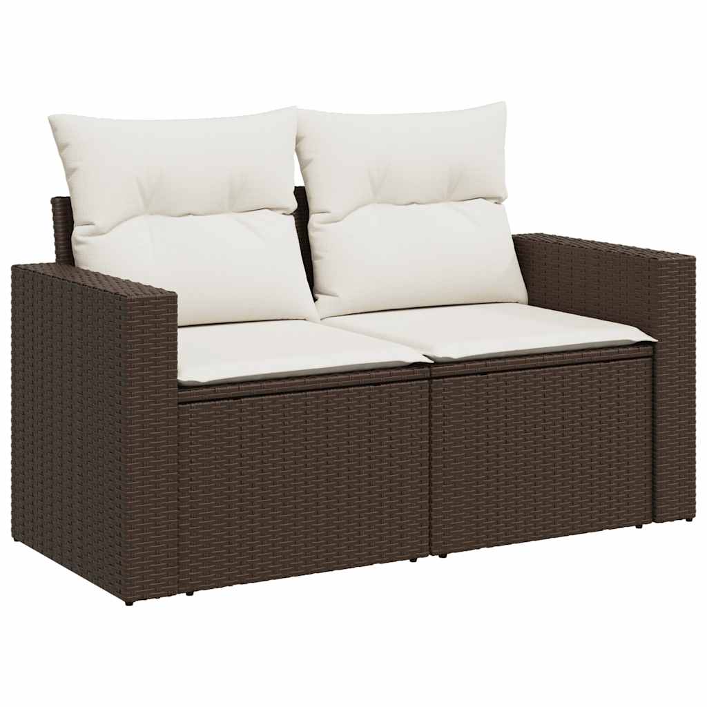 Set Divani da Giardino 9pz con Cuscini Marrone in Polyrattan | homemem39