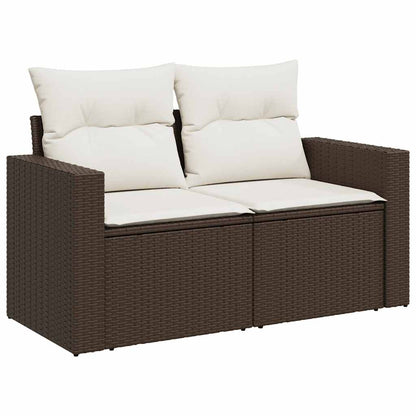 Set Divani da Giardino 9pz con Cuscini Marrone in Polyrattan | homemem39